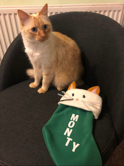 Red Personalised Cat Christmas Stocking