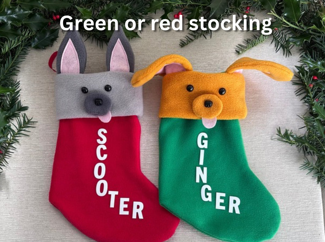 Red Personalised Dog Christmas Stocking