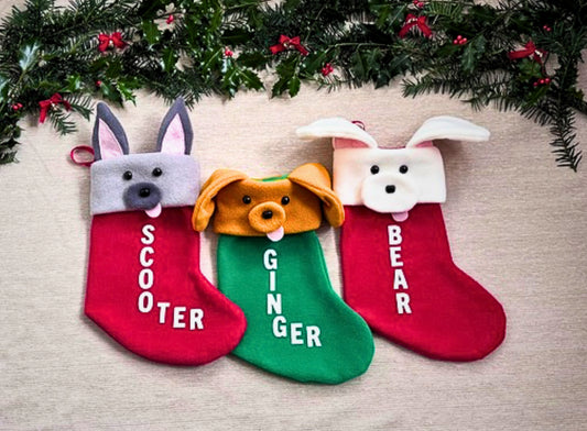 Green Personalised Dog Christmas Stocking