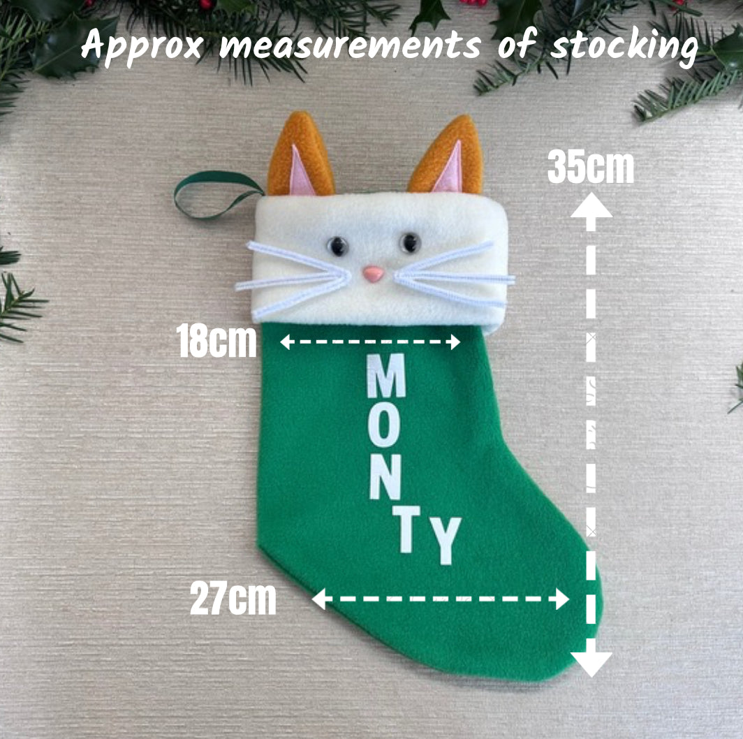 Red Personalised Cat Christmas Stocking