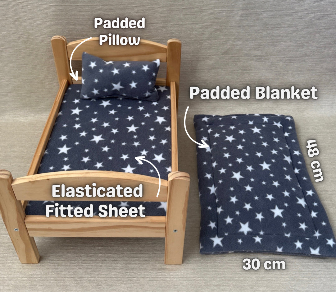 3 Piece Fleece Bedding Set (fits Ikea Duktig 'dolls' bed)