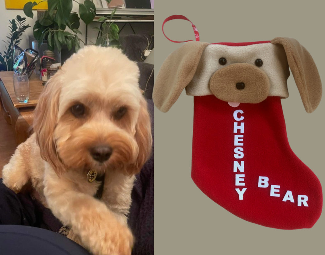 Red Personalised Dog Christmas Stocking