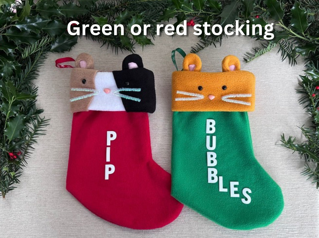 Green Personalised Guinea Pig Christmas Stocking